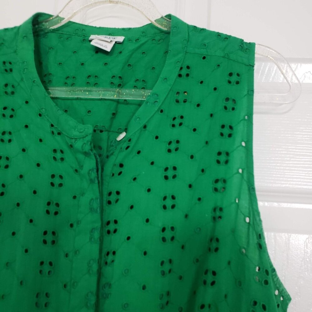 J Crew Factory Eyelet Shirtdress Cotton Sleeveless Button Front Womens Sz Medium - Picture 4 of 14